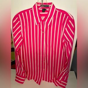 Ralph Lauren Women’s Button-up Pink and White Striped Shirt size XS